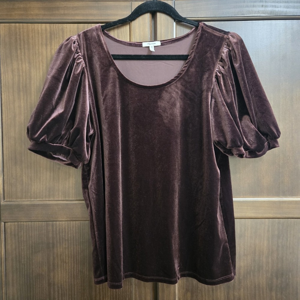 Maurices Brown Velvet Top Dark Fairy Whimsigoth Puff Sleeve Peasant Blouse XXL - Picture 2 of 10